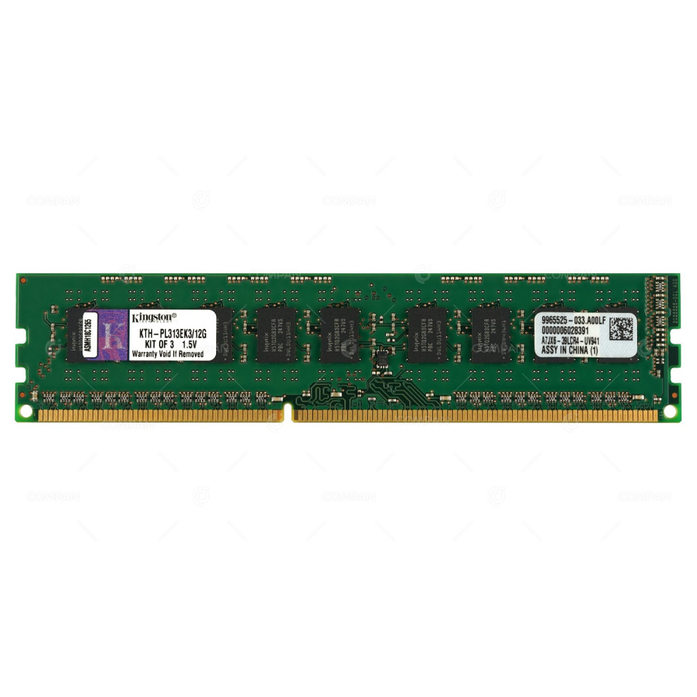 KTH-PL313EK3-12G KINGSTON MEMORY 4GB 2RX8 PC3 10600 SDRAM UDIMM DDR3 KTH-PL313EK3/12G, 9965525-033.A00LF
